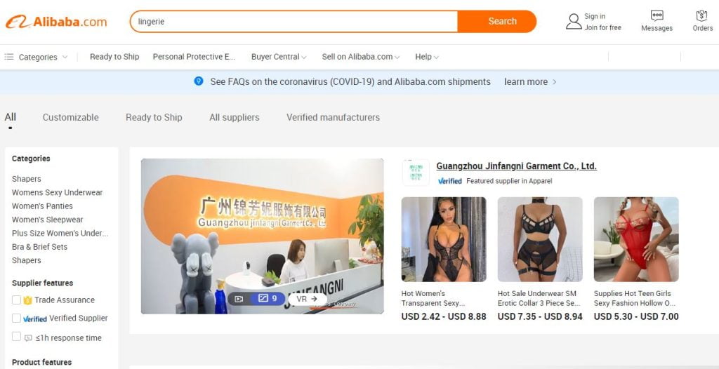 alibaba lingerie lieferanten