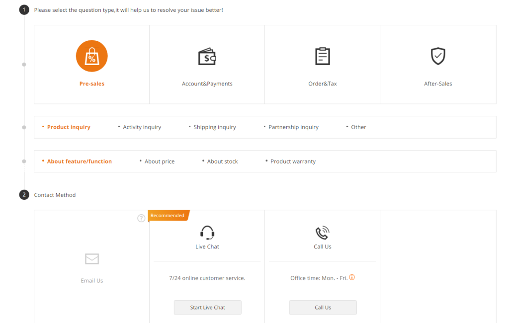 Informações de contato da banggood Informações de contato da banggood